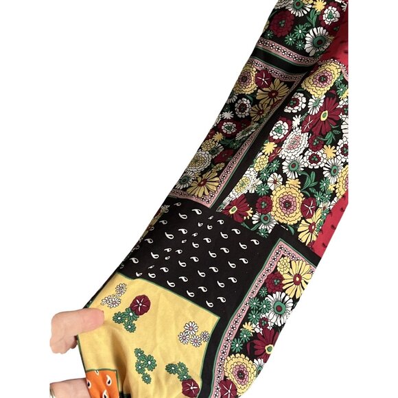 Shein Curve Womens Boho Floral Patchwork Print V-Neck Smocking Blouse 2XL - Picture 4 of 7